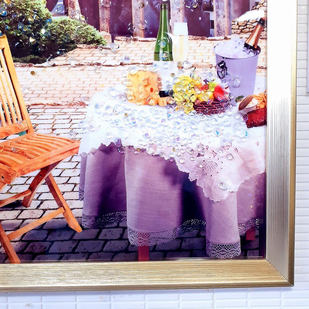 輸入雑貨　天然水晶石　『中世の村』　クリスタルアート　ゴールドフレーム