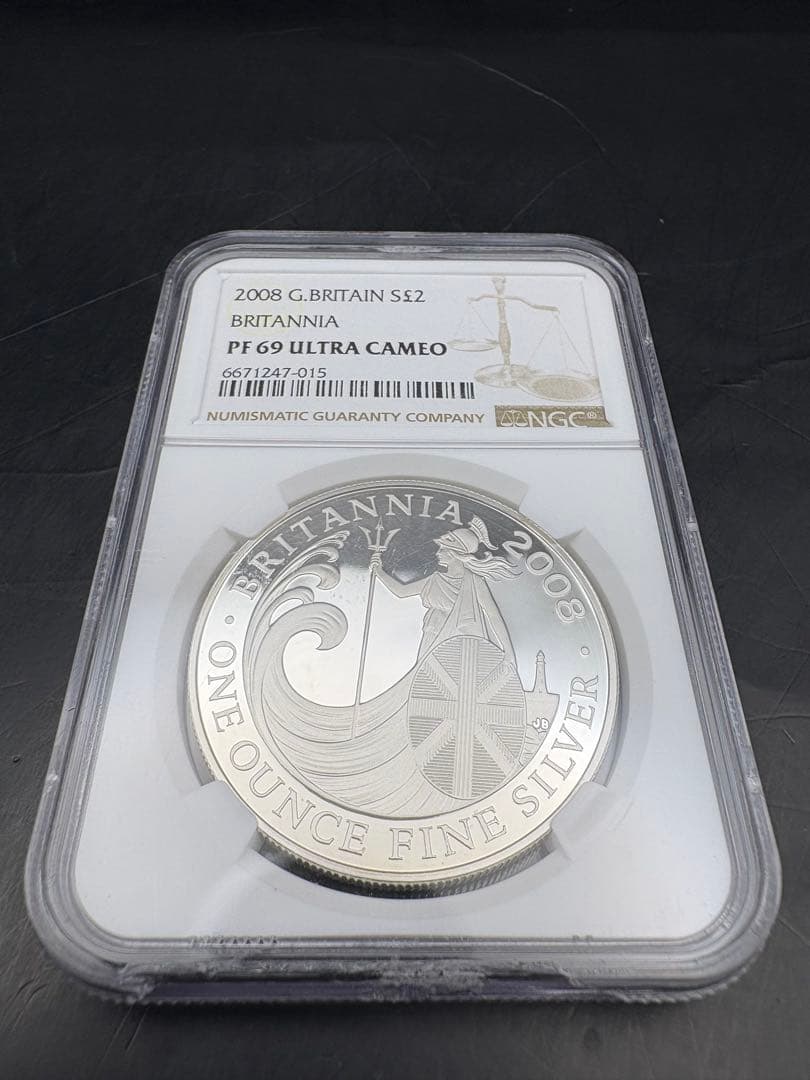 2008 ブリタニア 銀貨 NGC PF69UCウルトラカメオ スラブ欠けあり