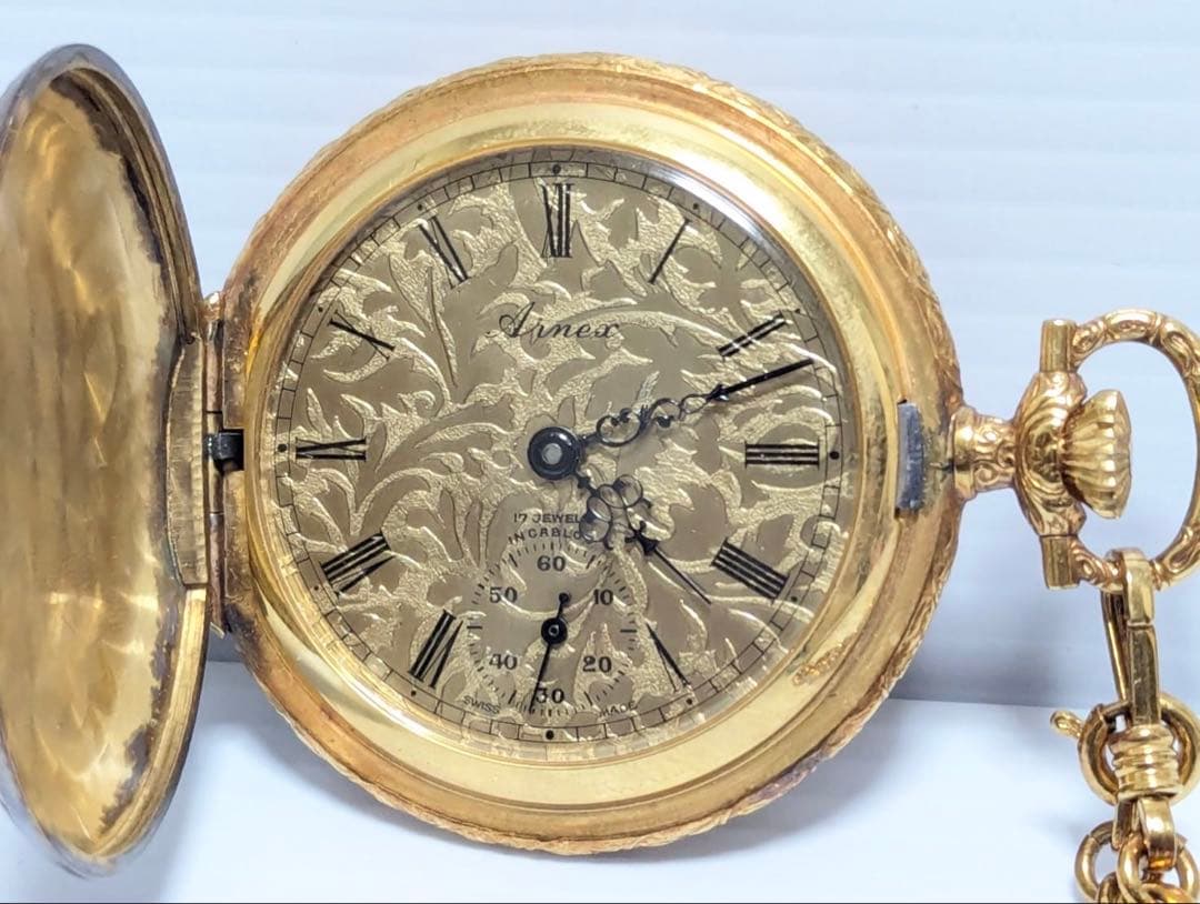 479 完動品 ARNEX 懐中時計 ゴールド スモセコ アンティーク