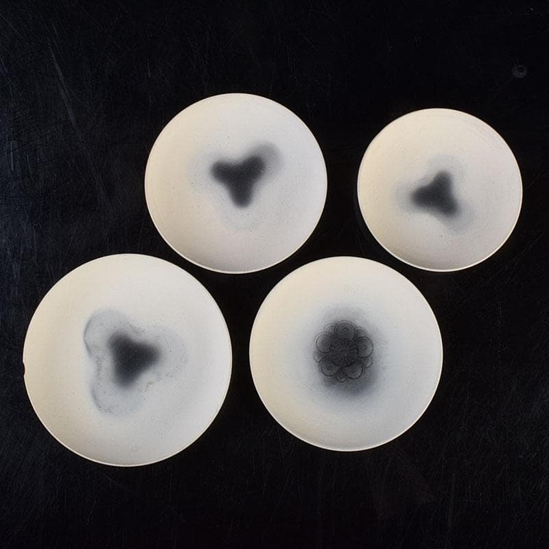 深草焼　染付　四ッ盃　明治期　時代箱　N　R9296