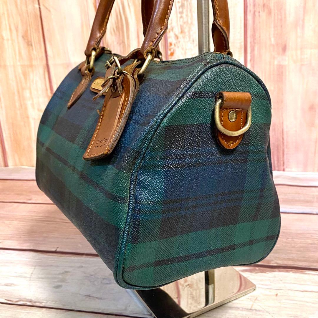 ポロラルフローレン　ハンドバッグ　ミニボストンバッグ　手提げ　チェック柄