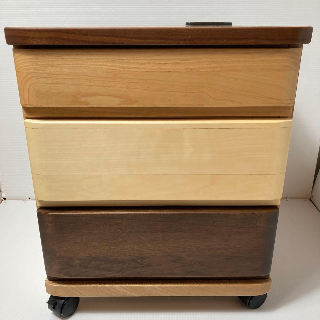 美品！即日発送　マルヨシ民芸家具 3段チェスト サイドテーブル