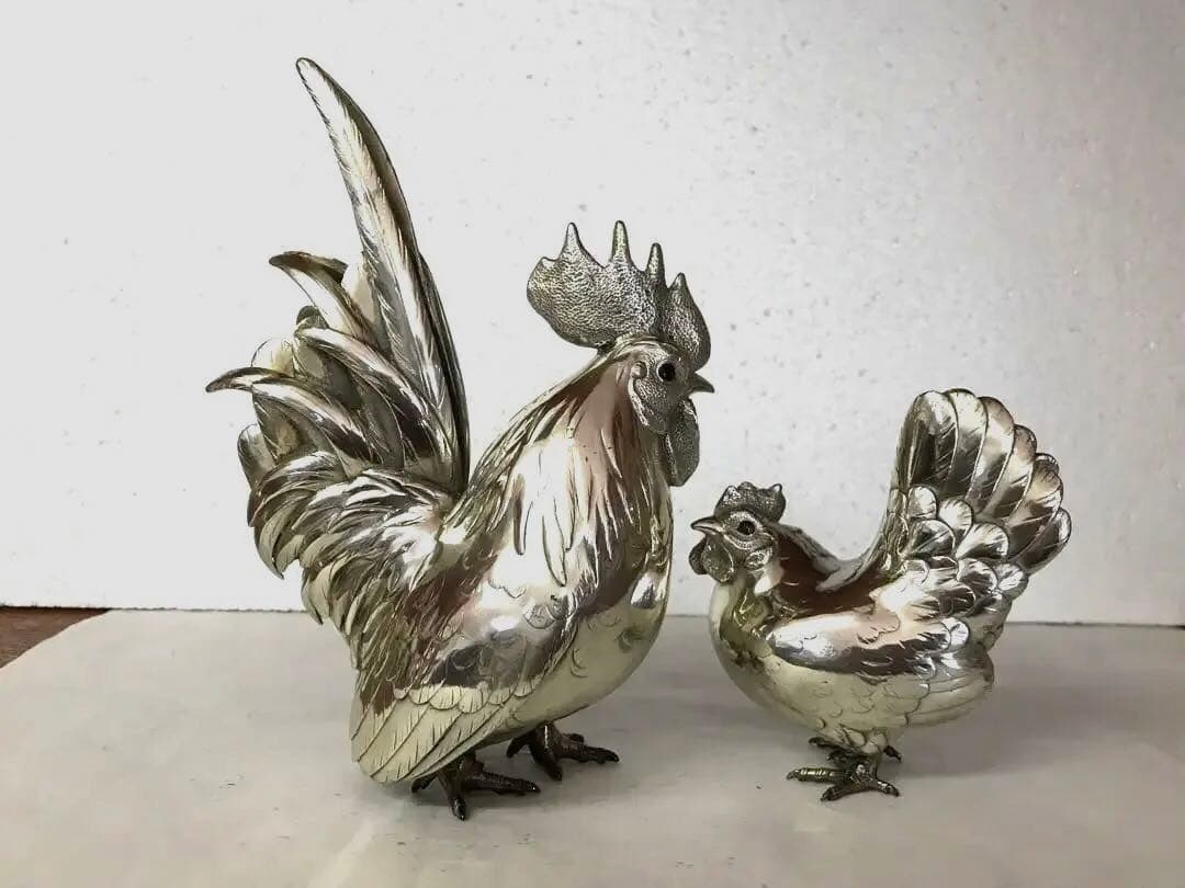 白銅製:夫婦鶏