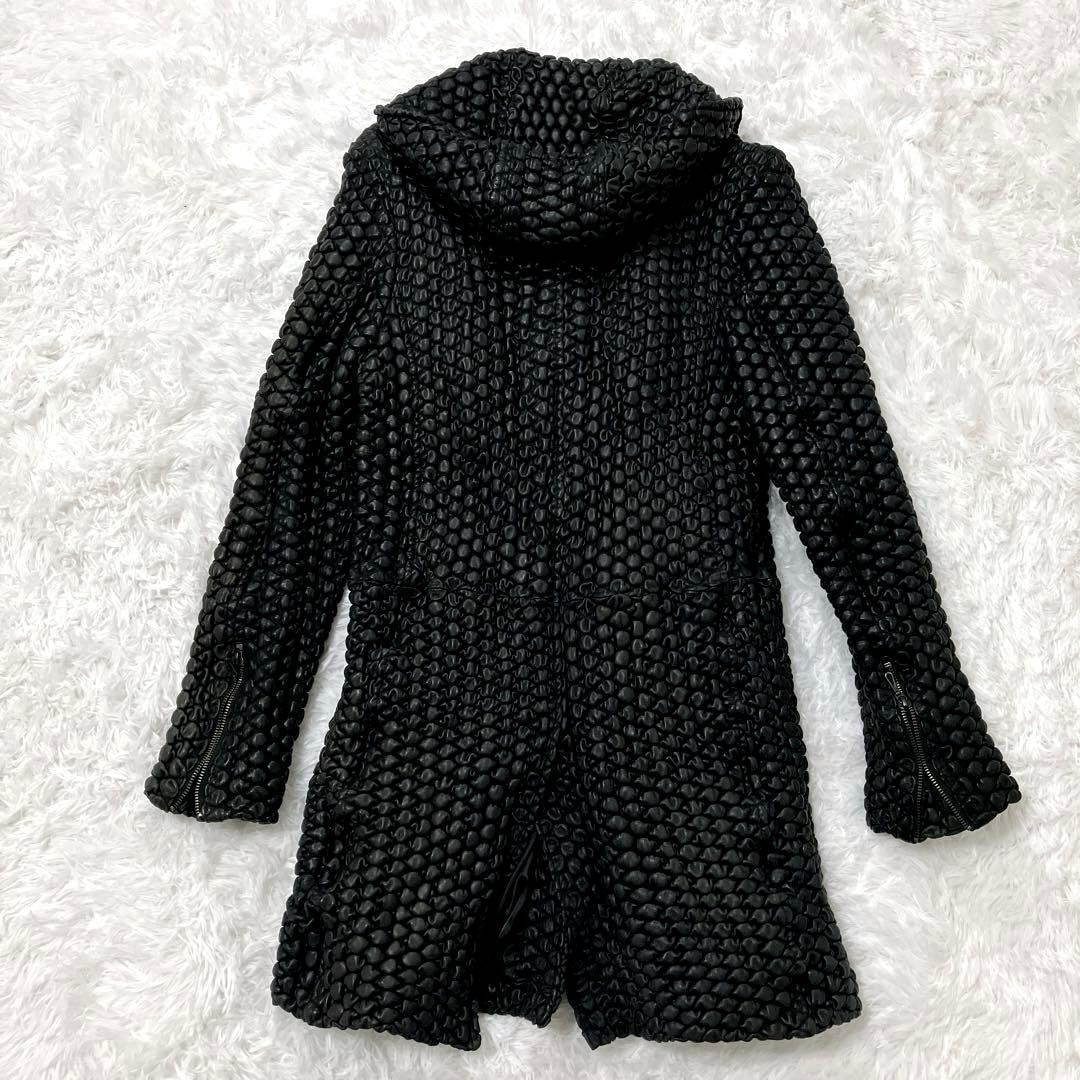 希少✨　SCHAFFEN　フーデッドレザーコート　特殊加工　細身　タイト　XL