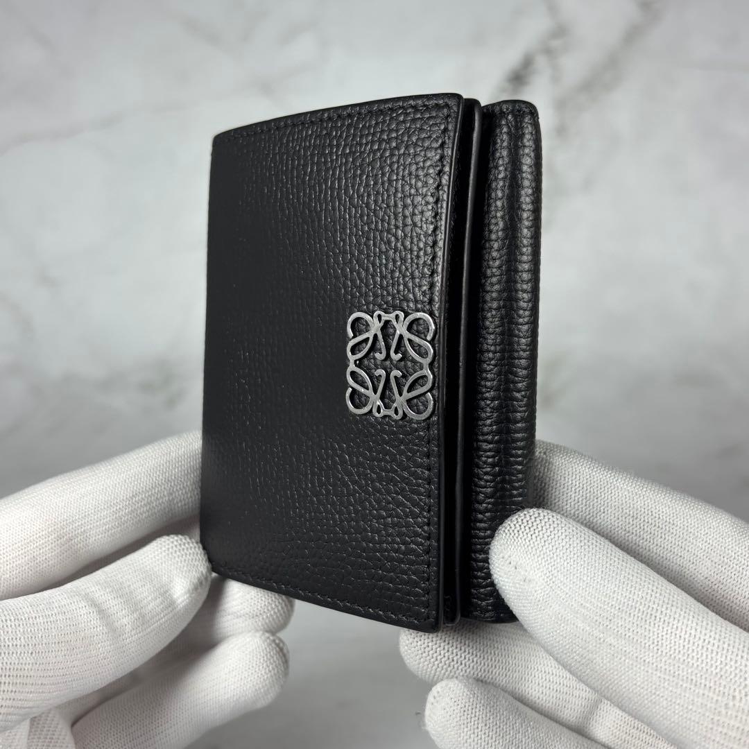 ロエベ　アナグラム　トライフォールドウォレット　Wホック　三つ折り　財布