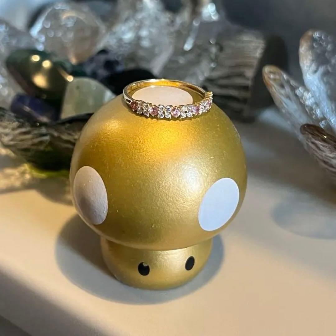 k18 パパラチアサファイア　ハーフエタニティ　リング