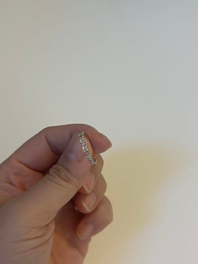 k18 パパラチアサファイア　ハーフエタニティ　リング