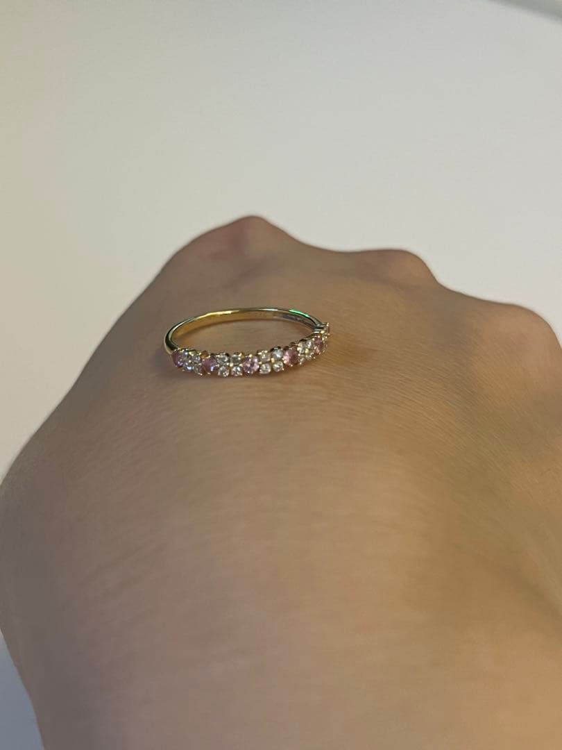 k18 パパラチアサファイア　ハーフエタニティ　リング