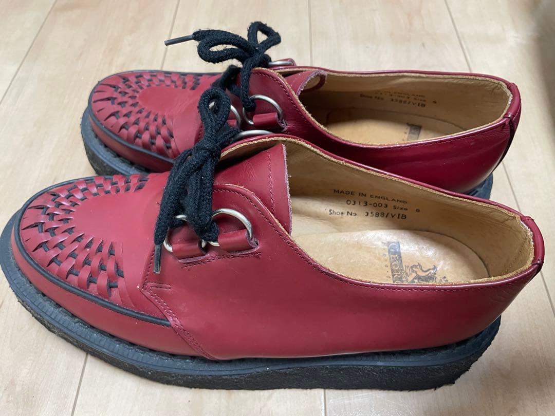 E COX ラバーソール ジョージコックス UK8 赤 レッド