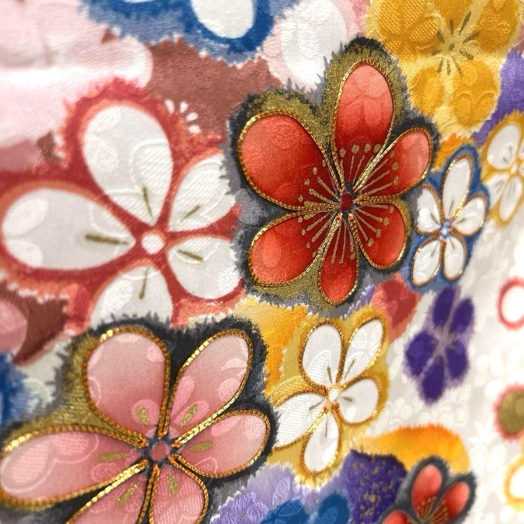 金駒刺繍　金彩　花模様　梅花　振袖　着物　013a p