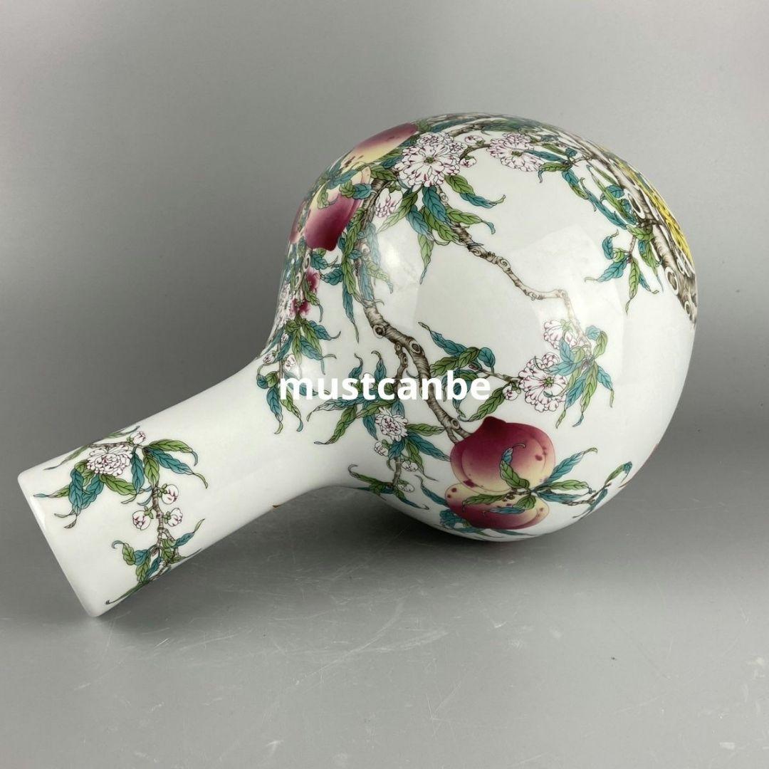 大清乾隆粉彩寿桃天球瓶 景徳鎮 陶磁器 装飾品 現代工芸品 美術品 置物