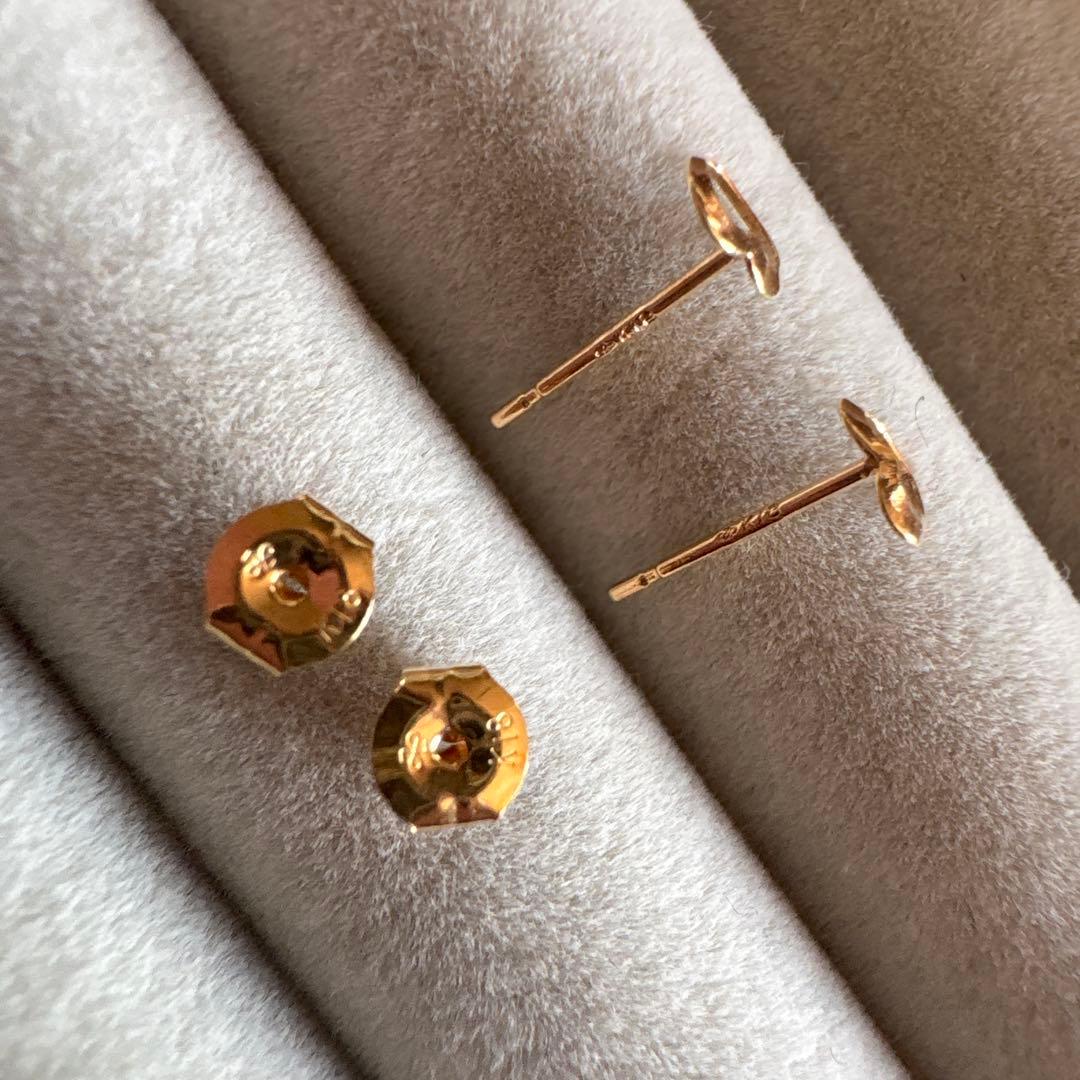 K18 ♡ ジュエリーマキ ハートピアス 刻印あり