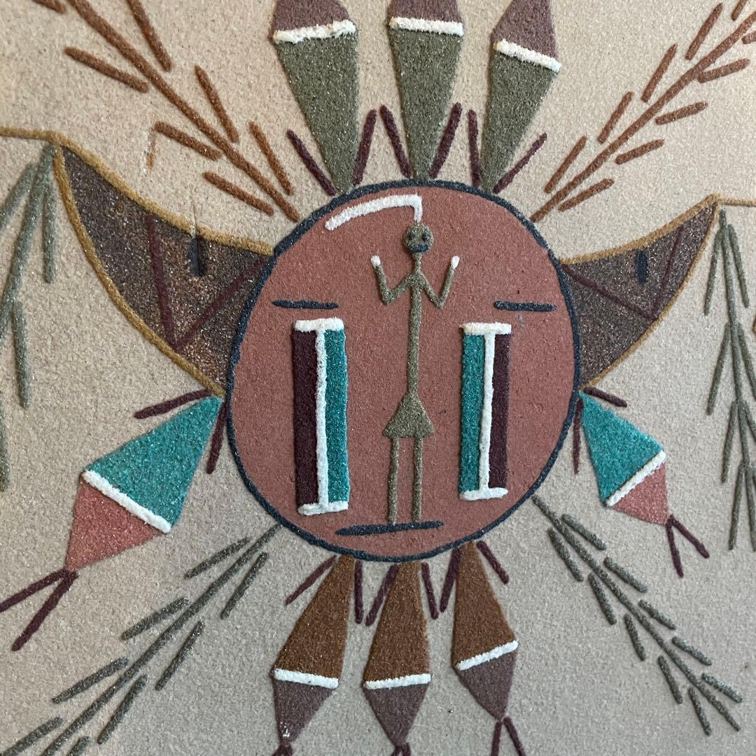 貴重★ネイティブアメリカン　太陽　サンドペイント砂絵　ナバホ族ビンテージアリゾナ