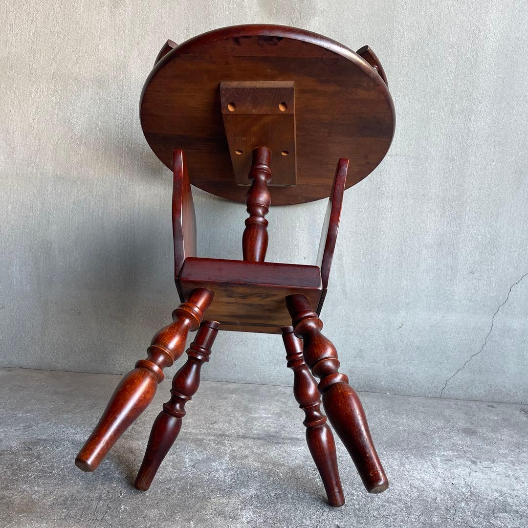 飛騨家具　キツツキ　サイドテーブル　コーヒーテーブル　丸テーブル　ラック付き