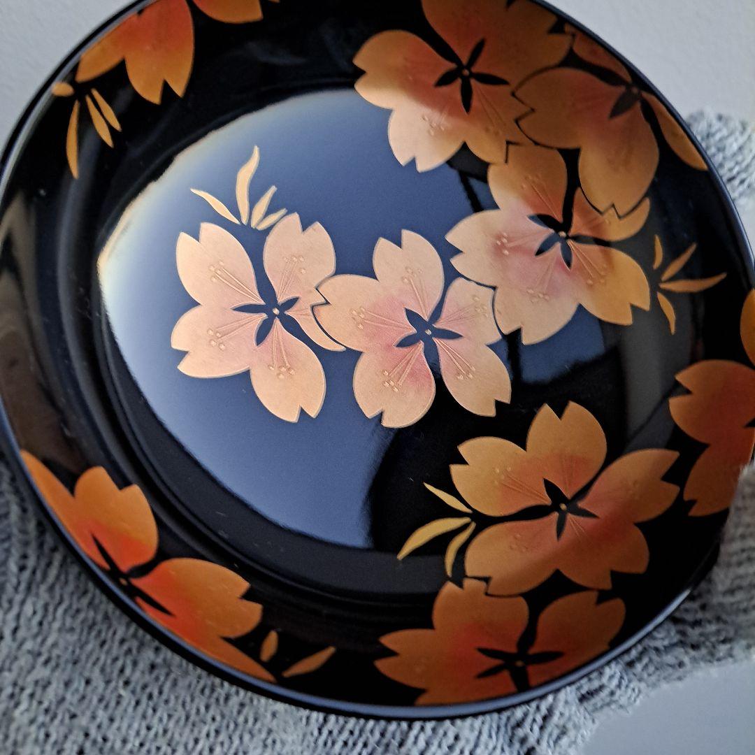 【輪島塗　吸物椀×5客】布着本堅地　雪月花\"蒔絵　朝信作　未使用/長期保管品