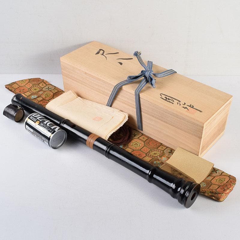 和楽器　木管楽器　岡見周二作　尺八　縦笛　仕覆付　共布共箱　V　R8534H