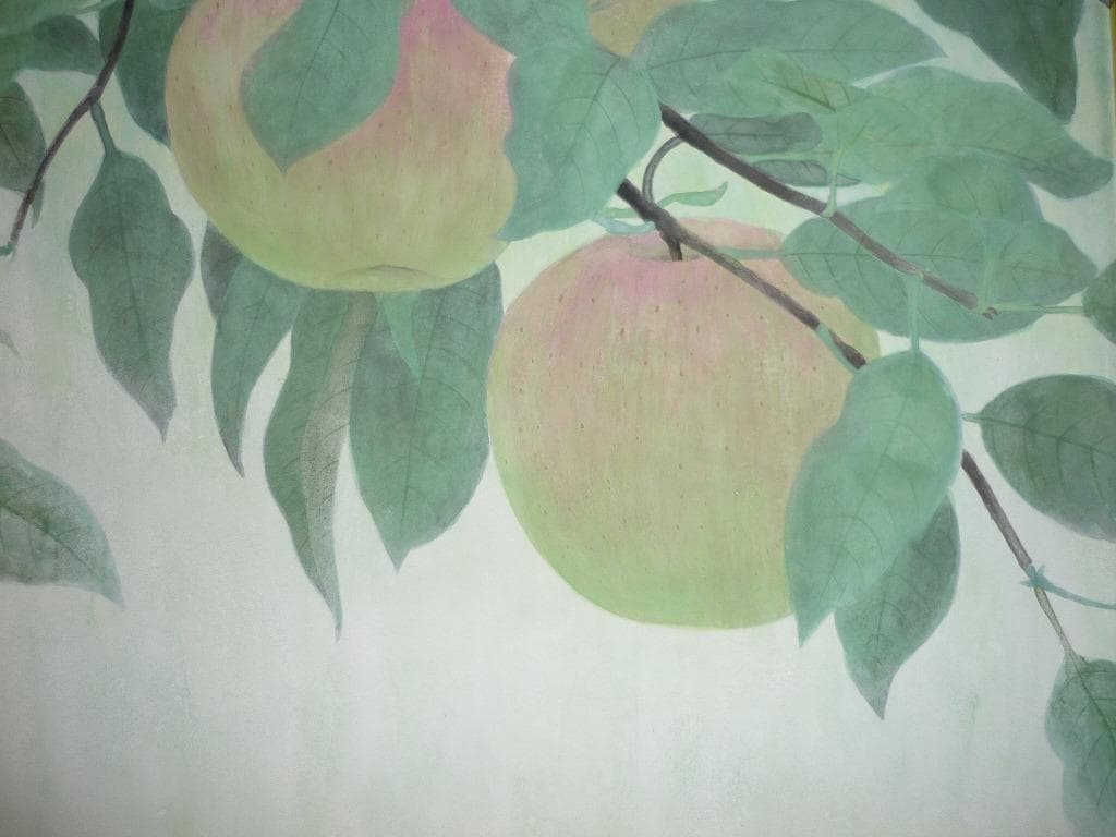 【真作】★絵画★那波多目功一　日本画6号　秋果　共シール　箱・黄袋入★L87