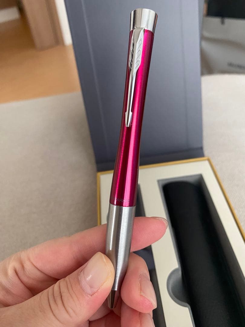 PARKER 赤 ボールペン 本体 レザーケース付き