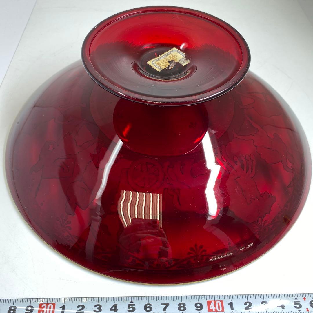 ムラーノ　ベネチアングラス　人物金彩コンポート　直径25.8㎝東な7-0303②