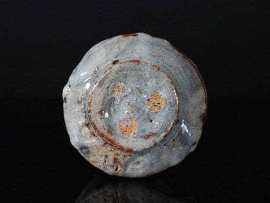 玉置保夫　鼡志野ぐい呑　酒器　共箱　共布