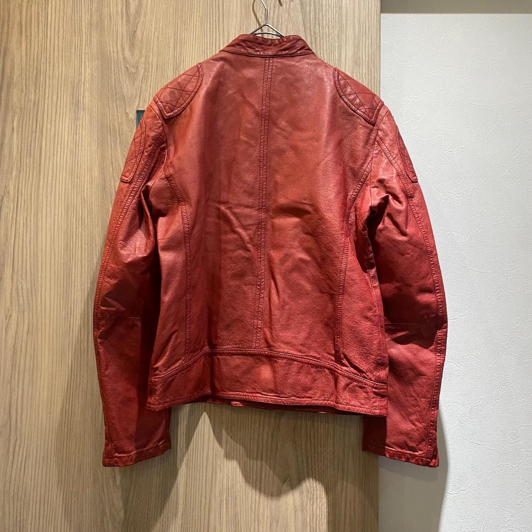 STIMULUS y2k ショート丈 豚革 シングルライダースジャケット 赤