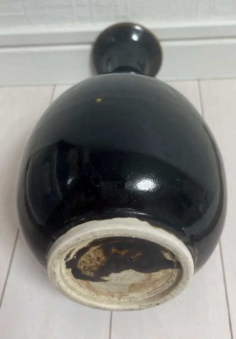 中国 定窑 黑釉瓶 骨董品 陶芸 古美術。