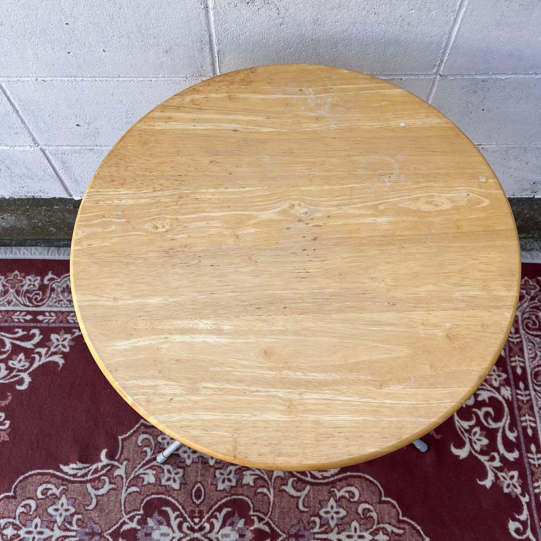 木製天板×スチール脚◾️折りたたみテーブル 丸テーブル コーヒーテーブル