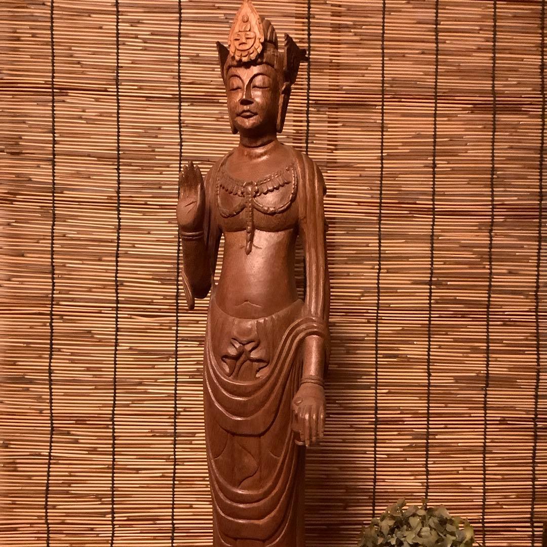 大正期「白鳳文化・夢違観音菩薩立像」法隆寺国宝写仏・平城京・天平文化・木彫・銘刻