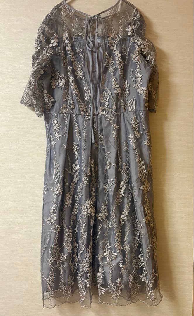 niana　ニアナ 刺繍レース バックリボン ワンピース ドレス　LL