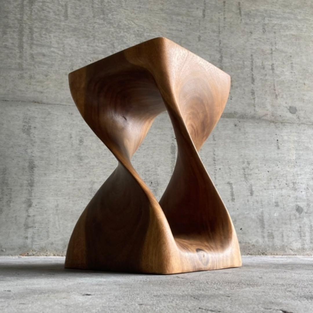 スツール 椅子 チェア 花台 木製 無垢材 ツイスト モダン アジアン 北欧