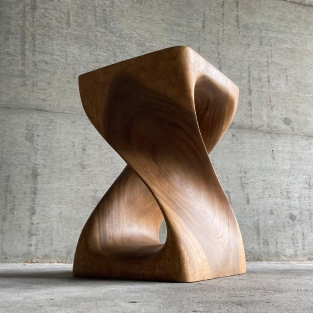 スツール 椅子 チェア 花台 木製 無垢材 ツイスト モダン アジアン 北欧