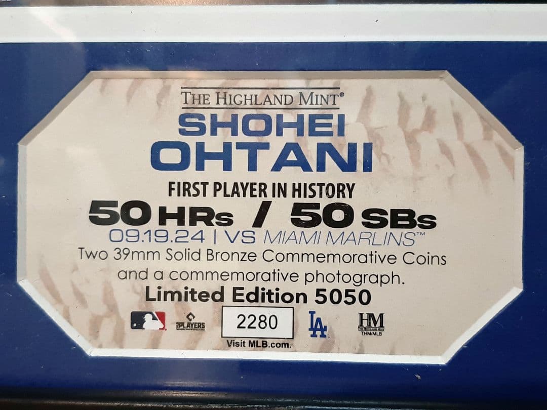 【限定5050】大谷翔平・MLB50-50記念・ダブルフォトミント・未使用