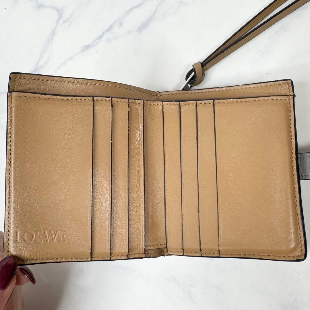ロエベ LOEWE コンパクトジップウォレット 二つ折り財布 コンパクト グレー