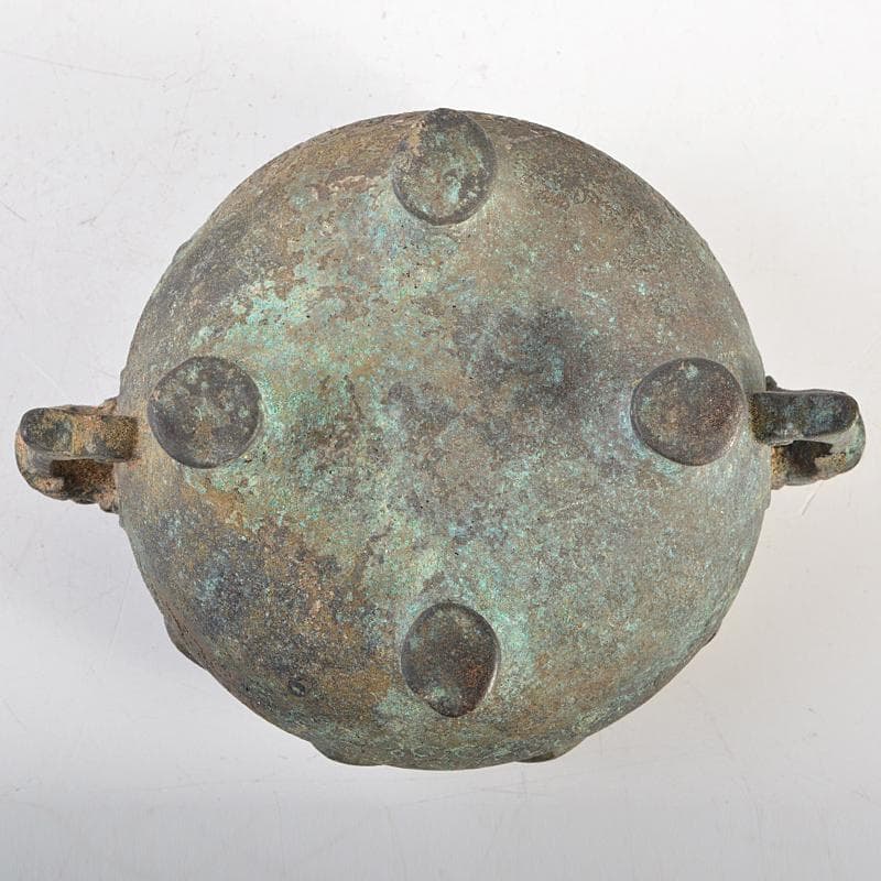 中国　古銅青銅　双耳四つ足香炉　V　R7491