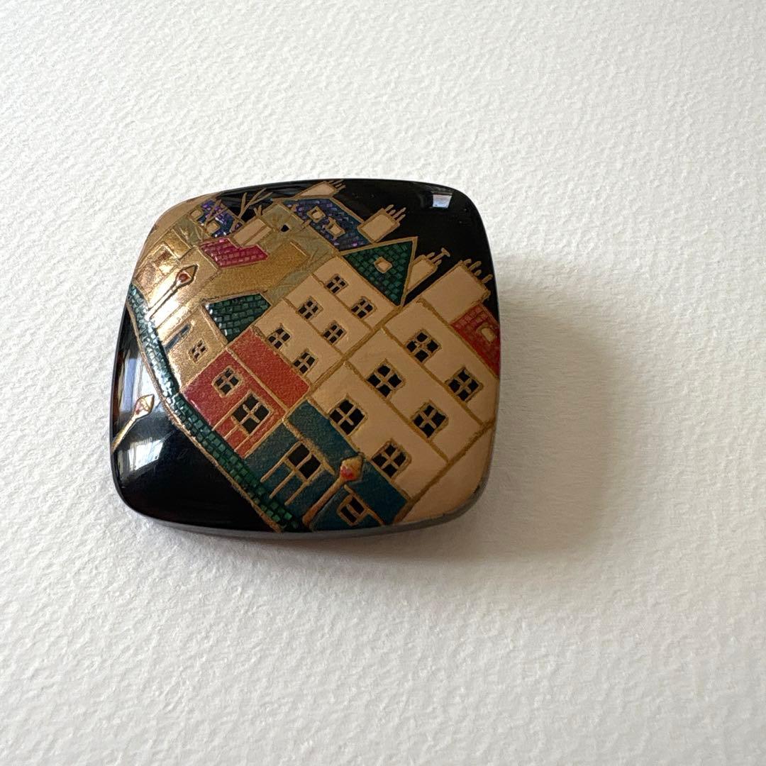 本鼈甲　螺鈿蒔絵　川光作　ブローチ& トップ　 vintage 螺鈿工芸　伝統