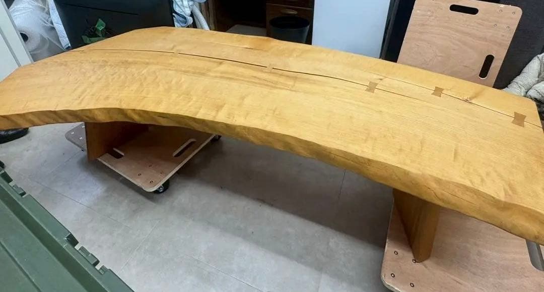 無垢材 曲線デザイン 一枚板テーブル　直接引き取り歓迎　千葉県　座卓