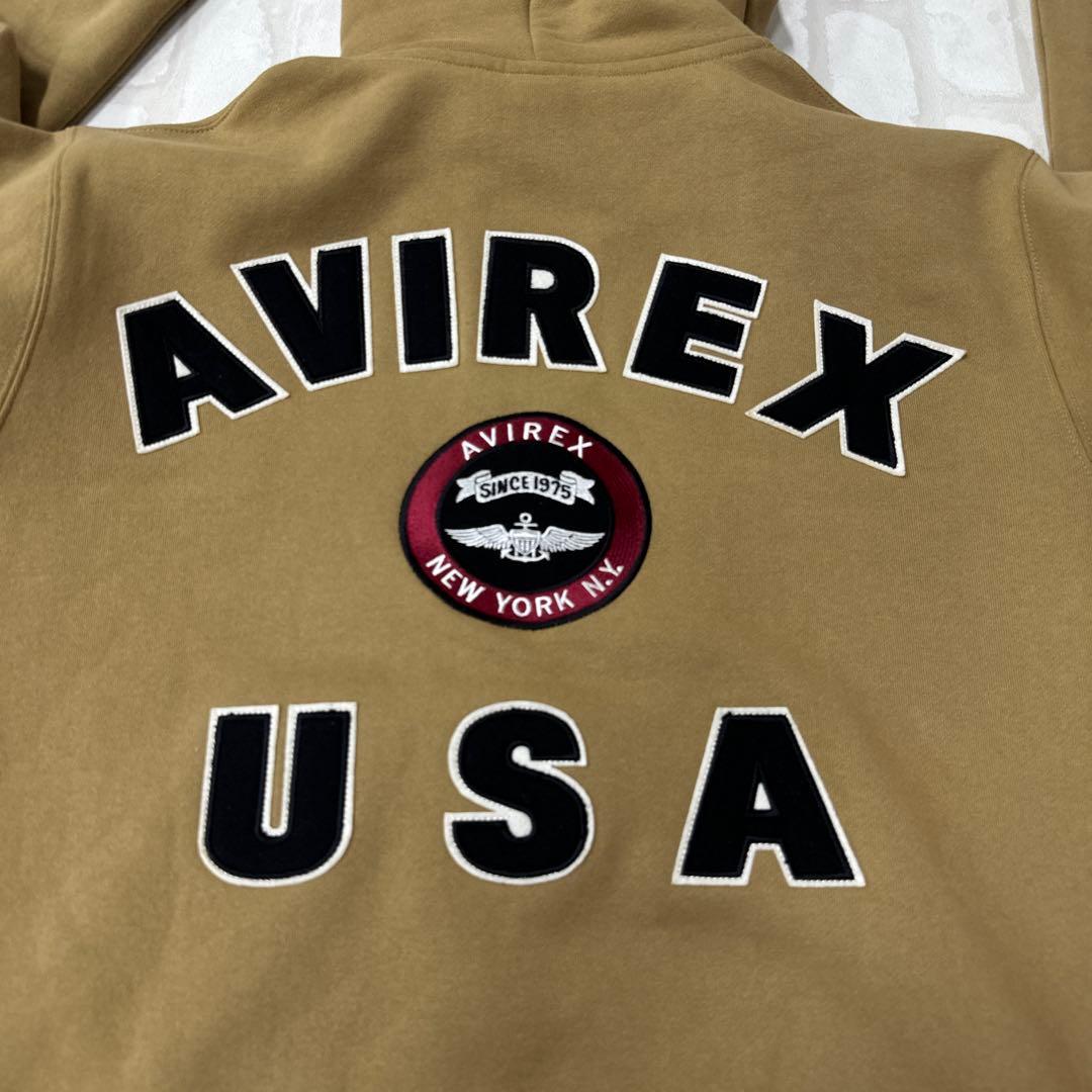 アヴィレックス AVIREX バーシティ ロゴ 刺繍 ワッペン ジップ パーカー