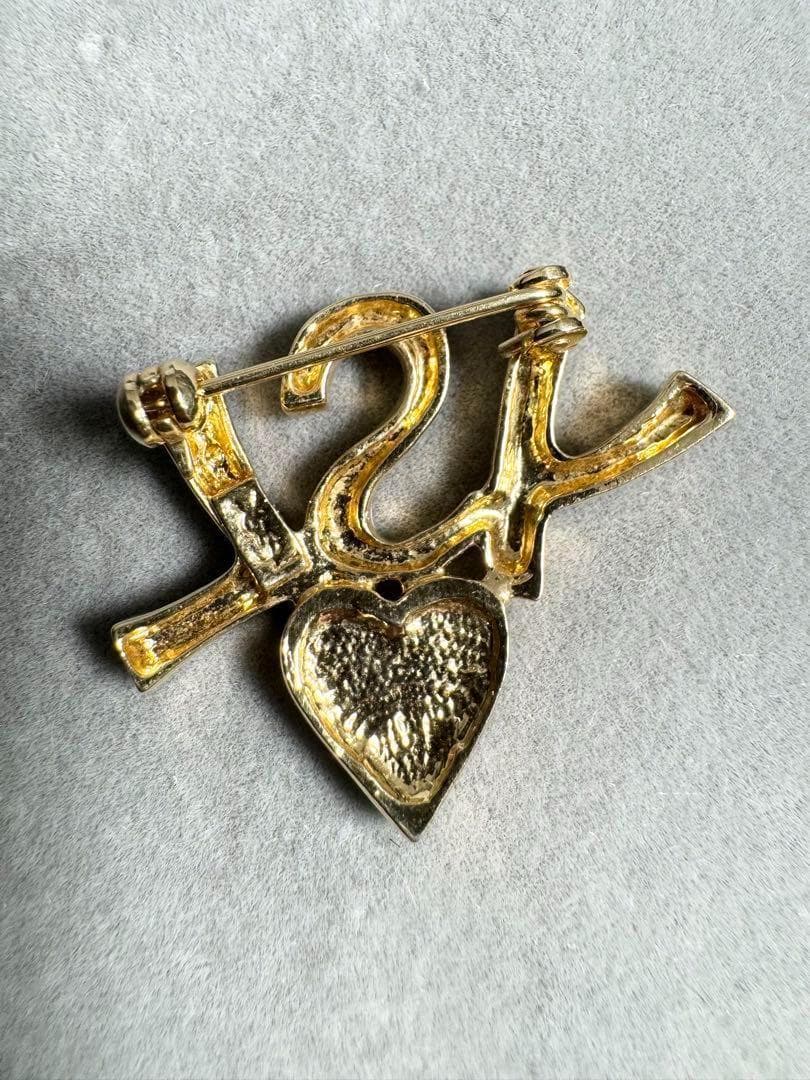 ★美品★ イヴ　サンローラン ブローチ YSL ストーン ハート
