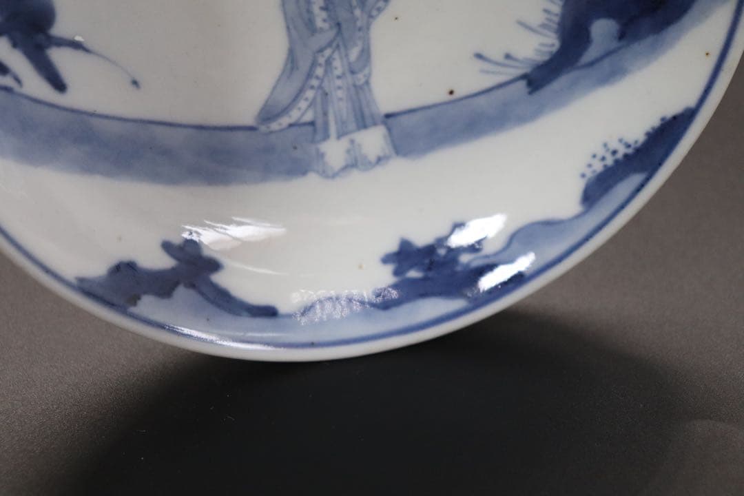 中国　明時代　染付仕女紋小皿　送料込み0908