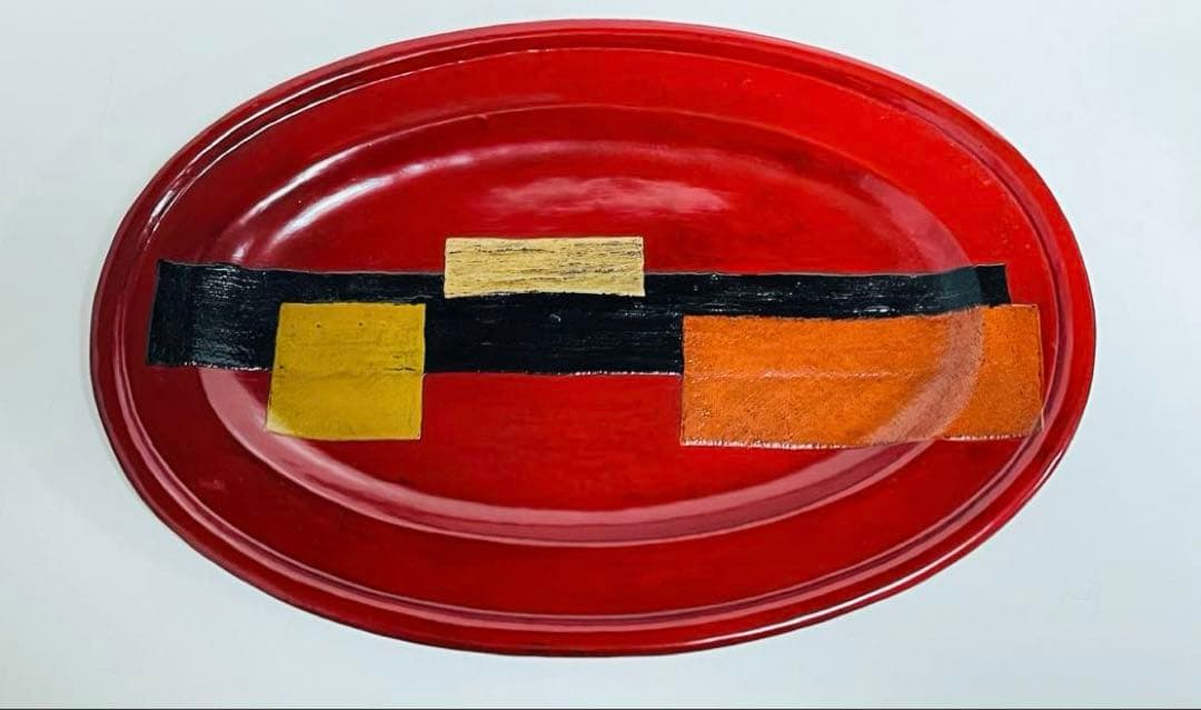 新品未使用　作家もの　楕円型　漆器盆