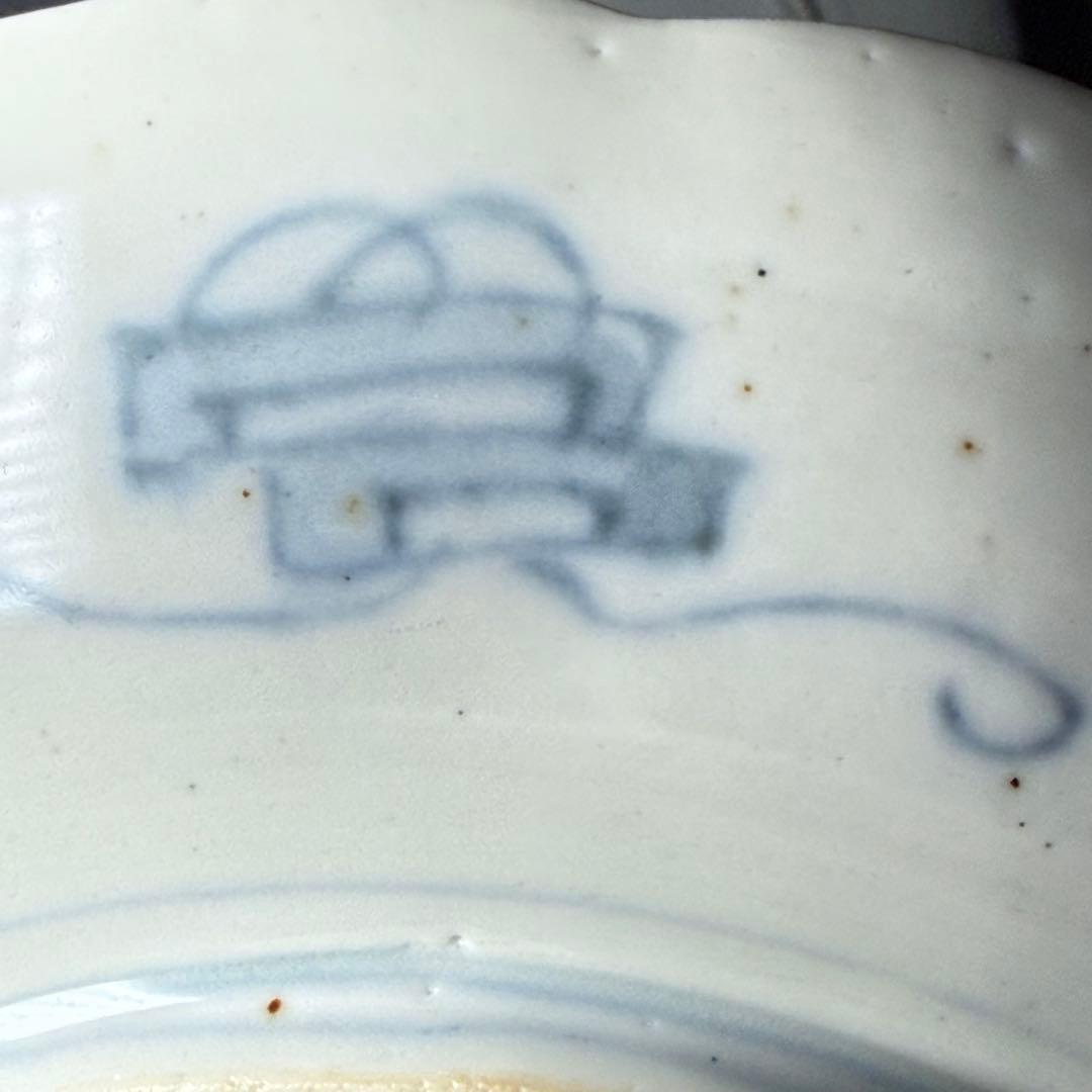 古伊万里　色絵花鳥図輪花形七寸皿　5枚　松竹梅　裏巻物文様　金蘭手　赤絵　江戸期