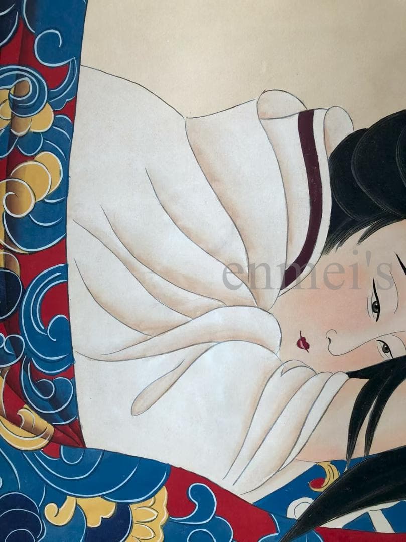 中国古美術・四尺仕女掛軸・国画・張大千印款・書道品・宣紙・肉筆・書画・文房置物