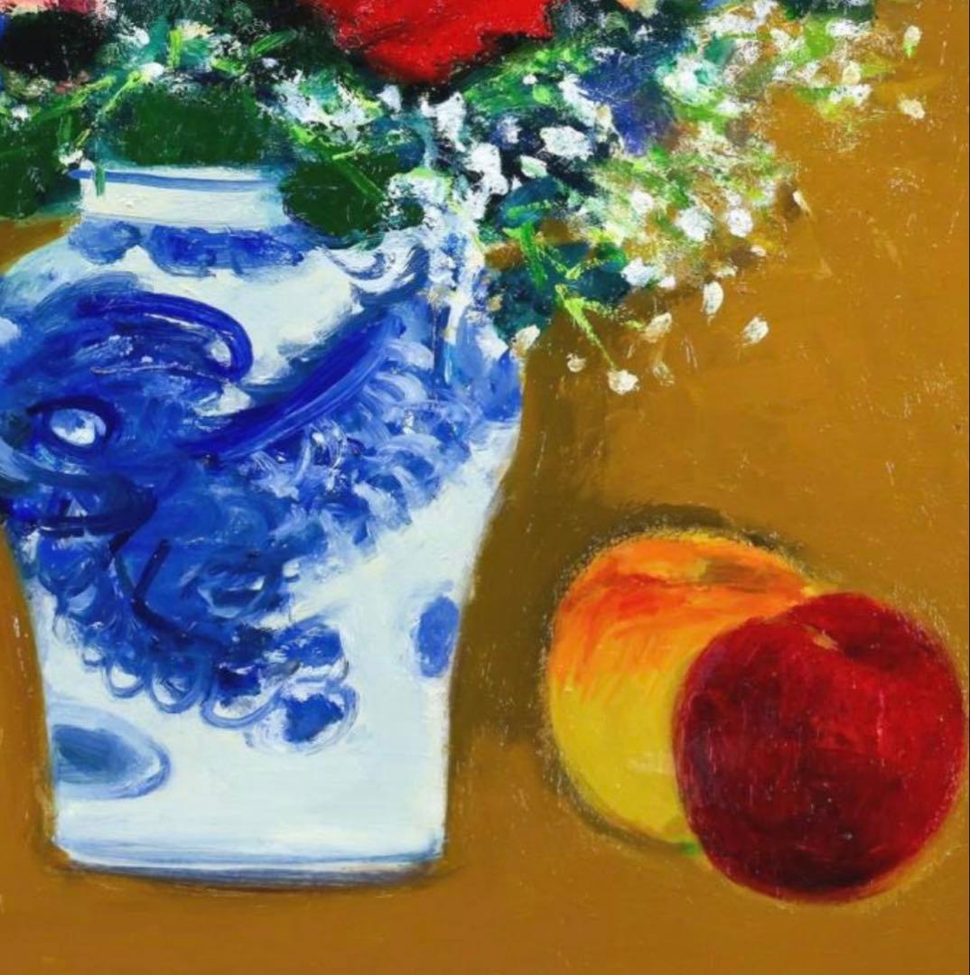 内堀勉「ばら静物」油彩 10号　国画会員 彫刻の森美館買上 帝美卒