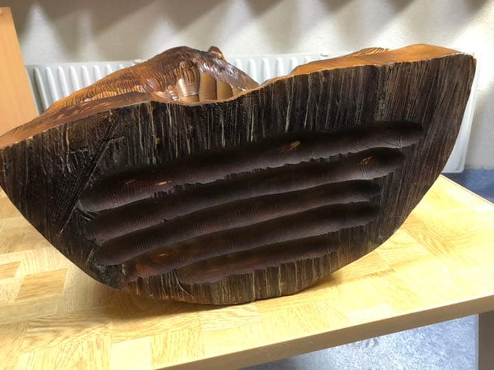 木彫りの熊 鮭喰い熊親子