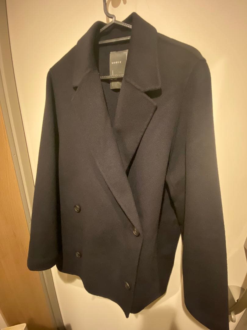 noble Super160sチェスターミドルコート ネイビー