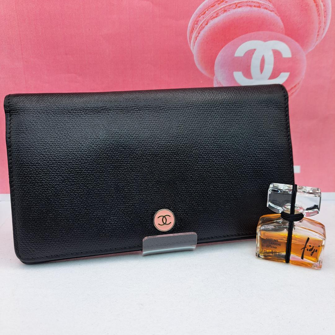 CHANEL　ココボタン　ブラック　 二つ折り財布　財布　長財布