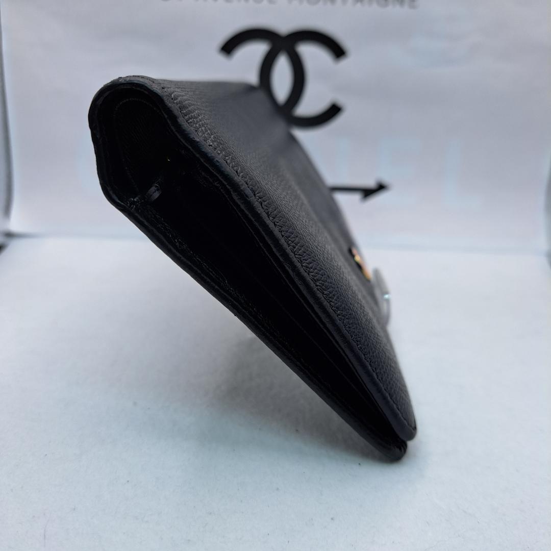 CHANEL　ココボタン　ブラック　 二つ折り財布　財布　長財布