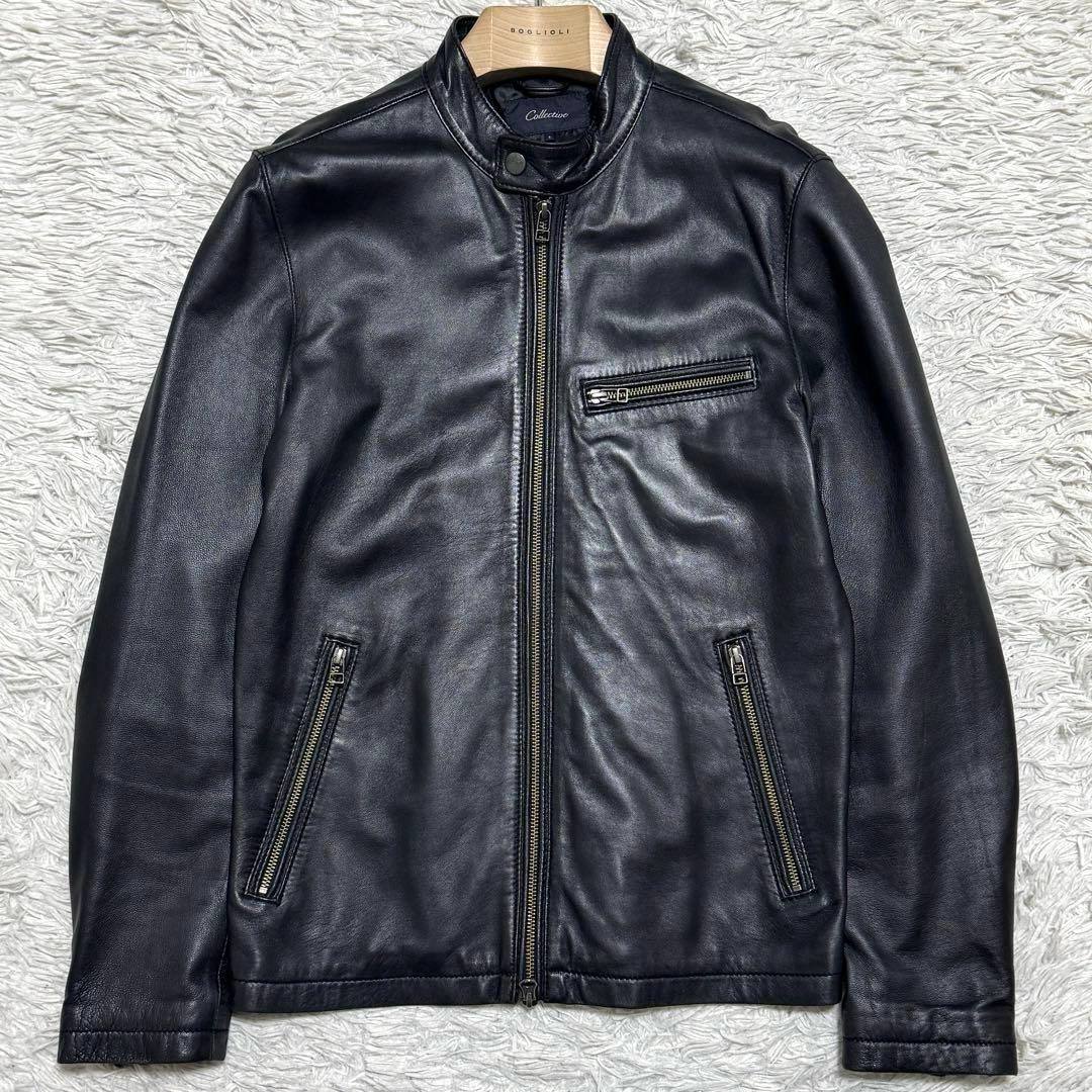 美品 メンズビギ ラムレザー シングルライダースジャケット Collective