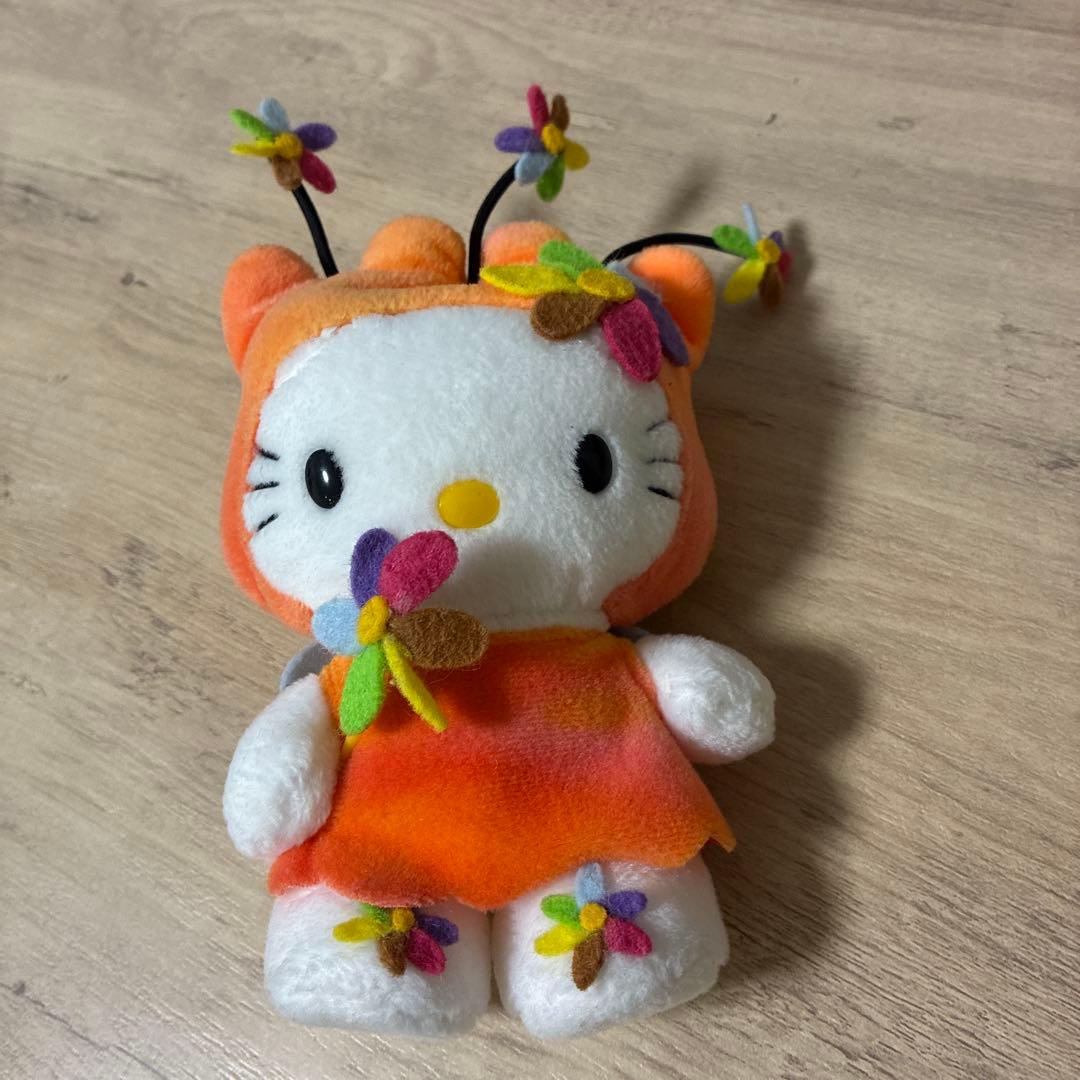 平成　限定　レア　花博キティちゃん　ハローキティ ぬいぐるみ オレンジ サンリオ