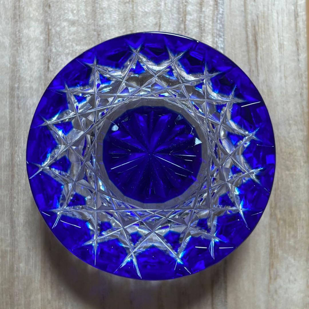 希少 美品 江戸切子 黒川昭男 棗 小物入れ ボンボニエール 一口 冷酒 グラス